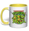 Чашка з кольоровою ручкою Teenage mutant ninja turtles Сонячно жовтий фото