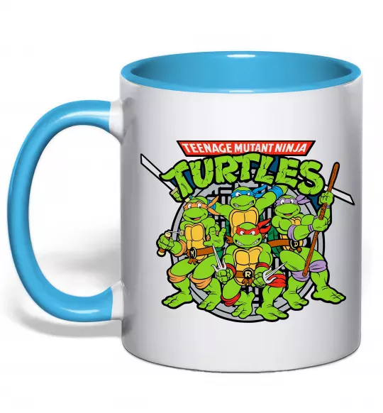 Чашка з кольоровою ручкою Teenage mutant ninja turtles Блакитний фото