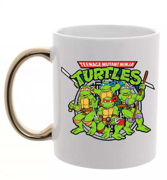 Чашка з кольоровою ручкою Teenage mutant ninja turtles Золото фото