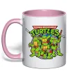 Чашка з кольоровою ручкою Teenage mutant ninja turtles Ніжно рожевий фото
