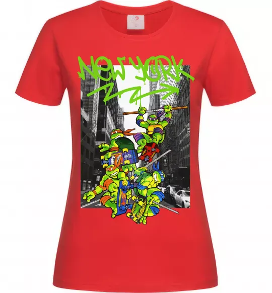 Жіноча футболка New York TMNT Червоний фото
