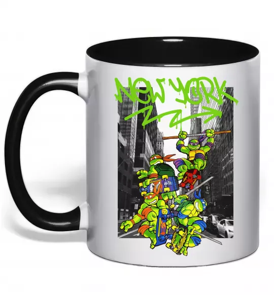 Чашка з кольоровою ручкою New York TMNT Чорний фото