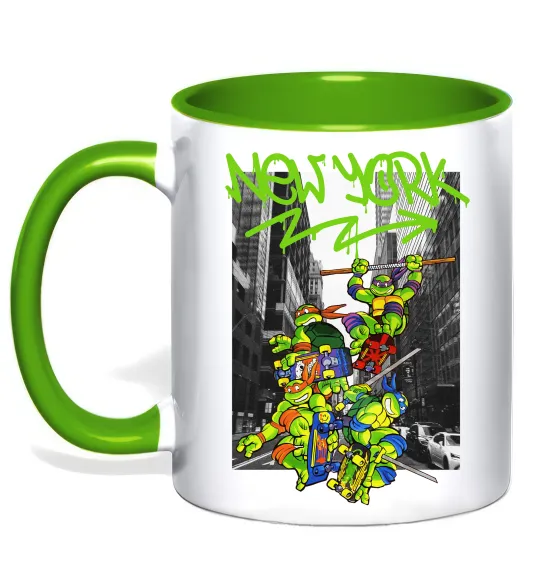 Чашка с цветной ручкой New York TMNT Лаймовый фото