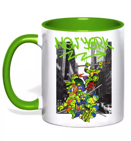Чашка з кольоровою ручкою New York TMNT Зелений фото
