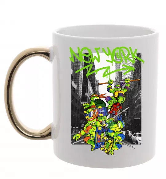 Чашка з кольоровою ручкою New York TMNT Золото фото