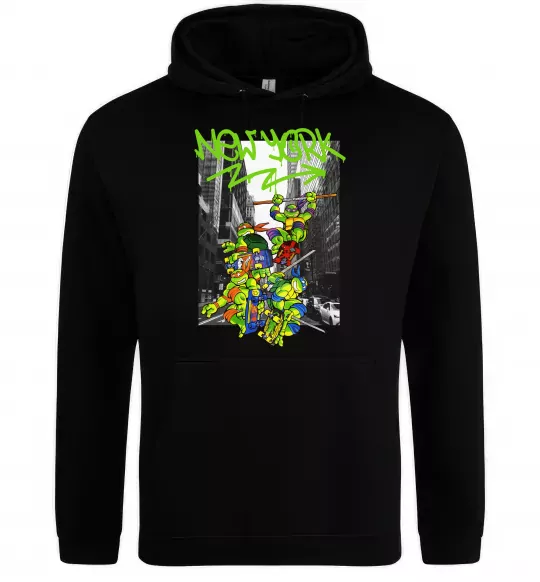 Чоловіча толстовка (худі) New York TMNT Чорний фото