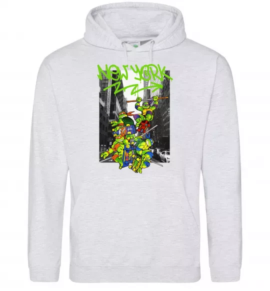 Жіноча толстовка (худі) New York TMNT Сірий меланж фото