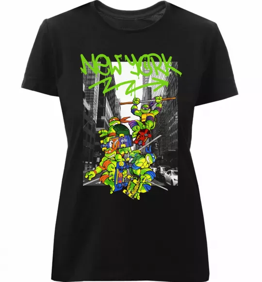 Жіноча преміум футболка New York TMNT Чорний фото