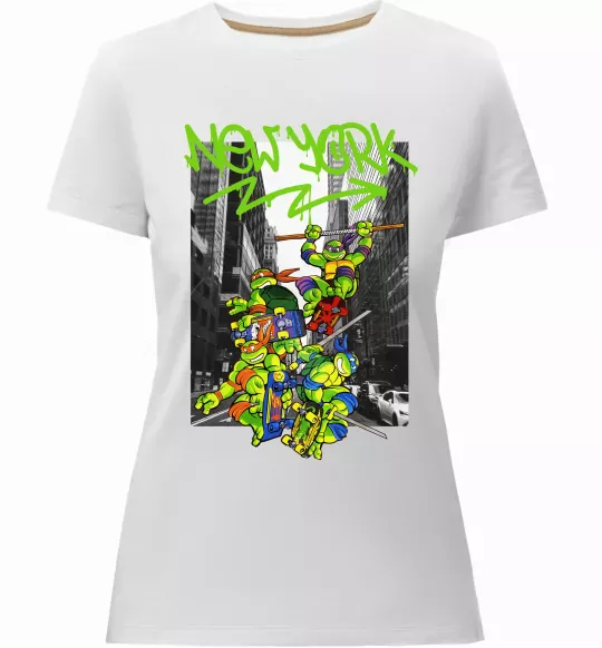 Жіноча преміум футболка New York TMNT Білий фото