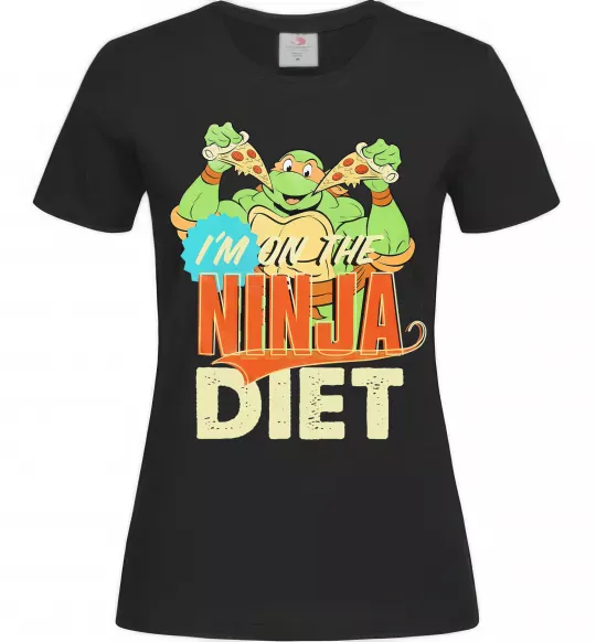 Жіноча футболка I`m on the ninja diet Чорний фото