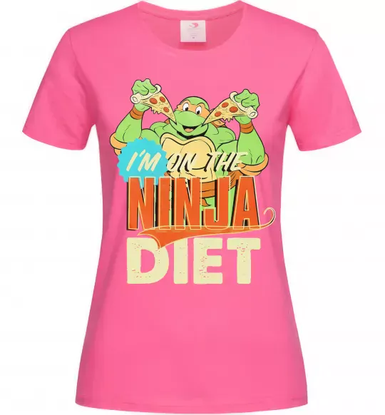 Жіноча футболка I`m on the ninja diet Яскраво-рожевий фото