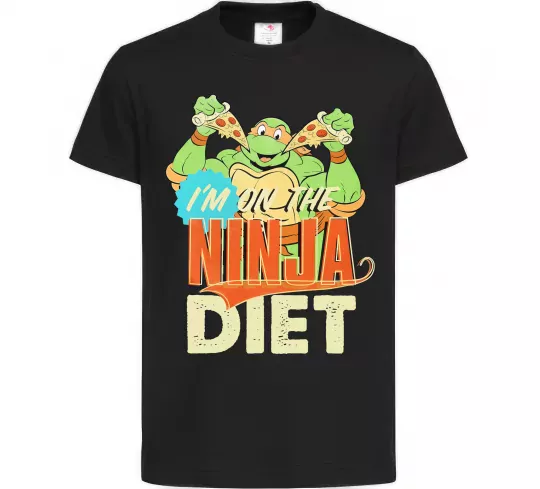 Дитяча футболка I`m on the ninja diet Чорний фото
