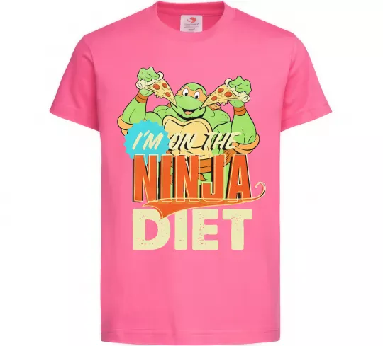 Дитяча футболка I`m on the ninja diet Яскраво-рожевий фото