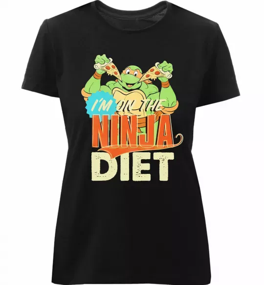 Жіноча преміум футболка I`m on the ninja diet Чорний фото