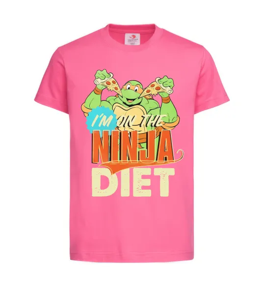 Дитяча футболка I`m on the ninja diet Яскраво-рожевий фото