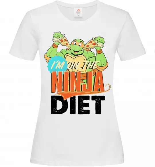 Жіноча футболка I`m on the ninja diet Білий фото