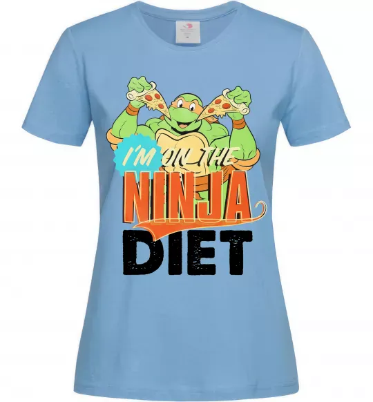 Жіноча футболка I`m on the ninja diet Блакитний фото