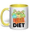 Чашка з кольоровою ручкою I`m on the ninja diet Сонячно жовтий фото