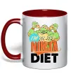 Чашка з кольоровою ручкою I`m on the ninja diet Червоний фото