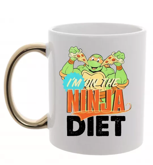 Чашка з кольоровою ручкою I`m on the ninja diet Золото фото