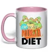 Чашка з кольоровою ручкою I`m on the ninja diet Ніжно рожевий фото