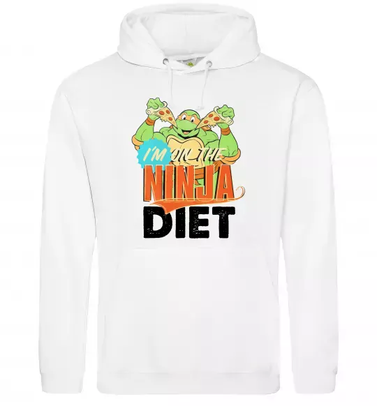 Чоловіча толстовка (худі) I`m on the ninja diet Білий фото