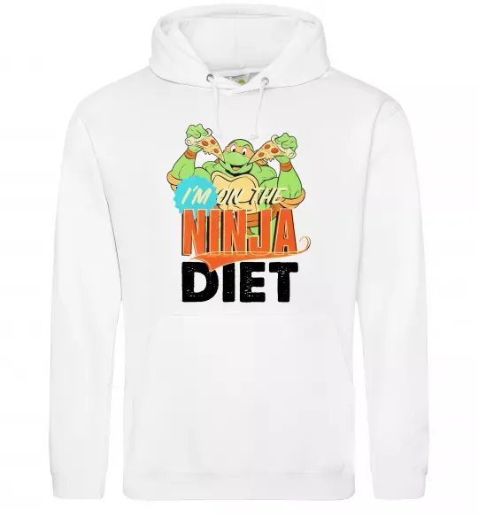 Жіноча толстовка (худі) I`m on the ninja diet Білий фото