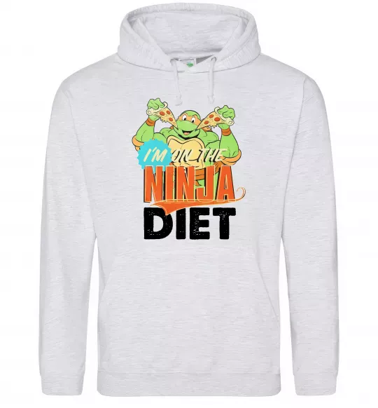 Жіноча толстовка (худі) I`m on the ninja diet Сірий меланж фото