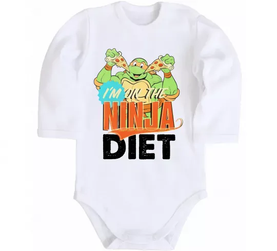Дитячий бодік I`m on the ninja diet Білий фото