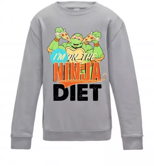 Дитячий світшот I`m on the ninja diet Сірий меланж фото