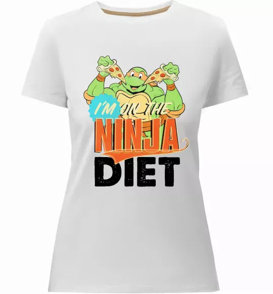 Жіноча преміум футболка I`m on the ninja diet Білий фото