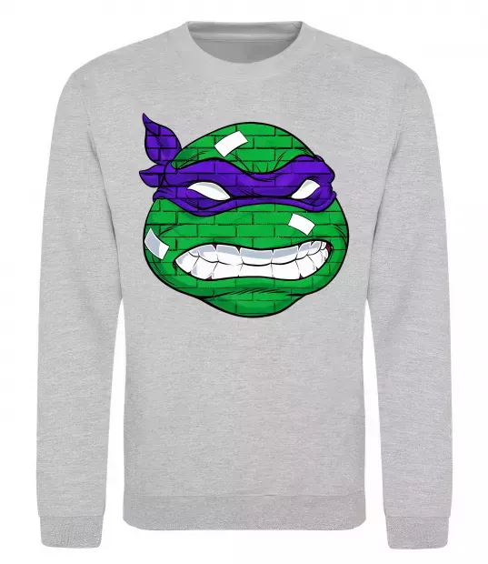 Свитшот TMNT face Серый меланж фото