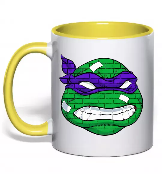 Чашка з кольоровою ручкою TMNT face Сонячно жовтий фото