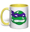 Чашка з кольоровою ручкою TMNT face Сонячно жовтий фото
