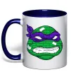 Чашка з кольоровою ручкою TMNT face Глибокий темно-синій фото