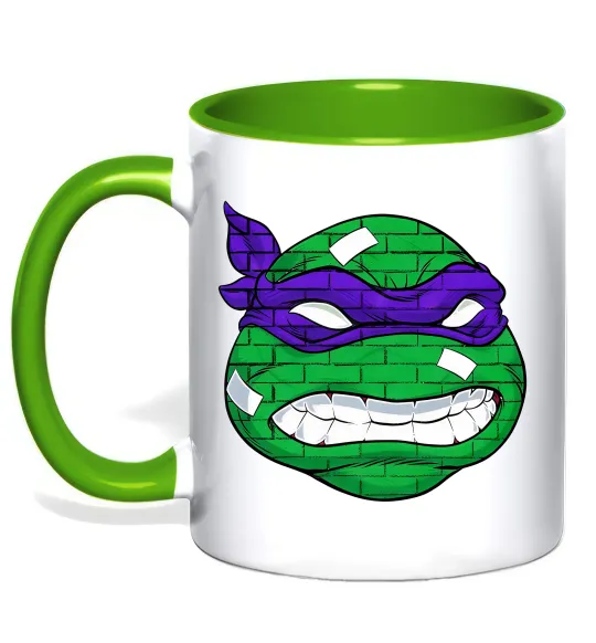 Чашка с цветной ручкой TMNT face Лаймовый фото