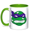 Чашка з кольоровою ручкою TMNT face Зелений фото