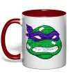 Чашка з кольоровою ручкою TMNT face Червоний фото