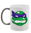 Чашка з кольоровою ручкою TMNT face Срібло фото