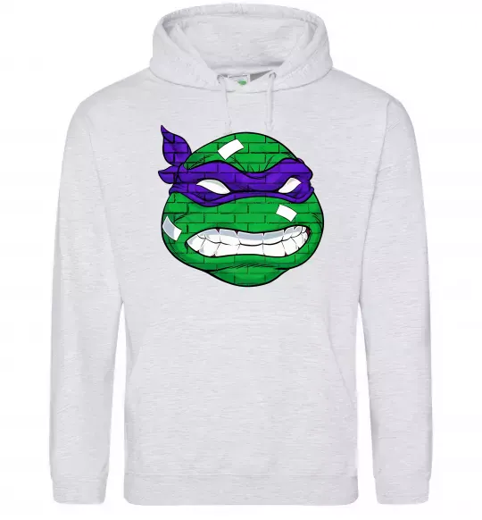 Чоловіча толстовка (худі) TMNT face Сірий меланж фото