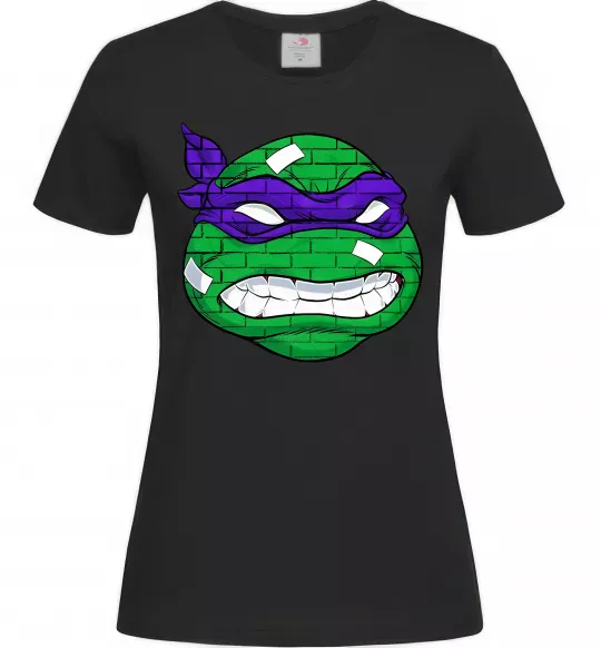 Жіноча футболка TMNT face Чорний фото