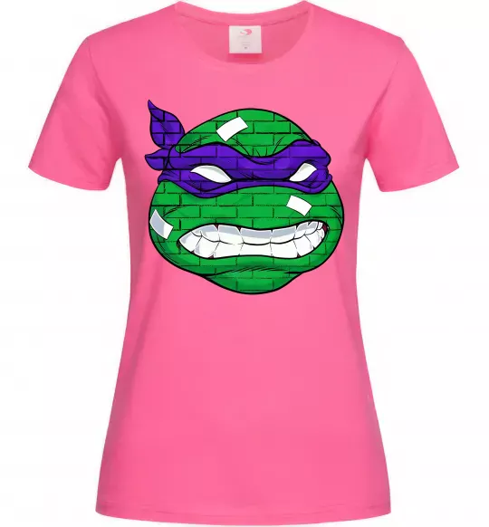 Жіноча футболка TMNT face Яскраво-рожевий фото