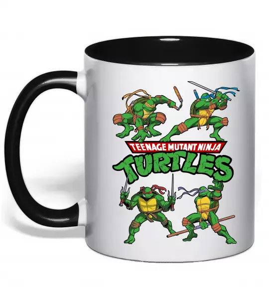 Чашка с цветной ручкой Mutant ninja turtles Черный фото