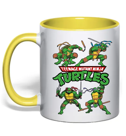 Чашка с цветной ручкой Mutant ninja turtles Лимонный фото
