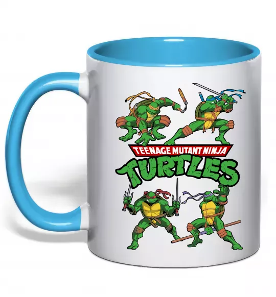 Чашка с цветной ручкой Mutant ninja turtles Голубой фото