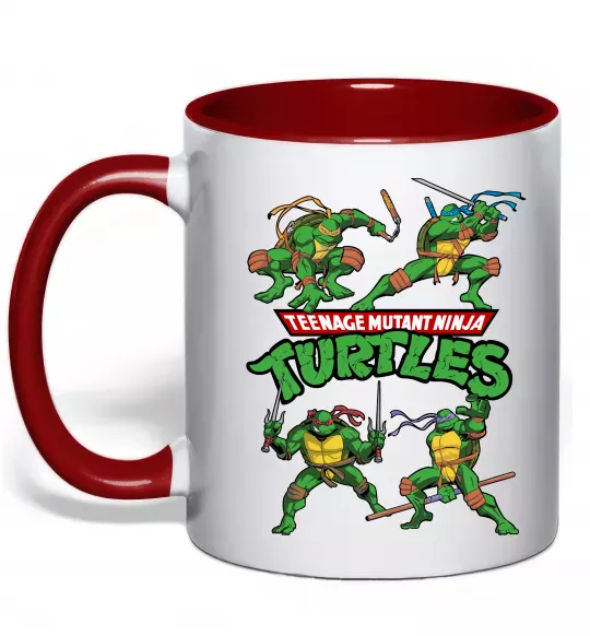 Чашка с цветной ручкой Mutant ninja turtles Красный фото