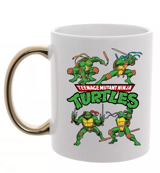 Чашка с цветной ручкой Mutant ninja turtles Золото фото