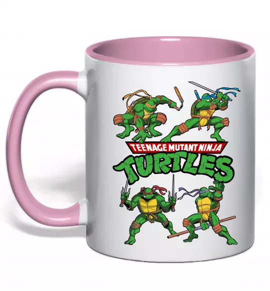 Чашка с цветной ручкой Mutant ninja turtles Нежно розовый фото
