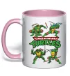 Чашка с цветной ручкой Mutant ninja turtles Нежно розовый фото