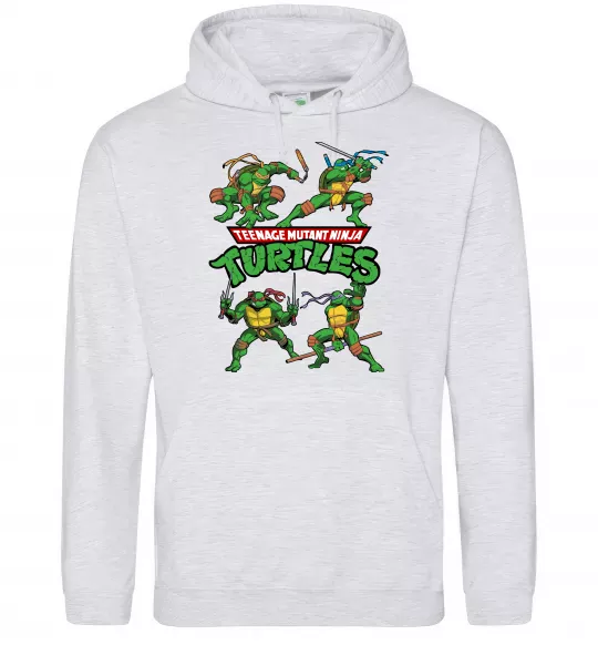 Чоловіча толстовка (худі) Mutant ninja turtles Сірий меланж фото